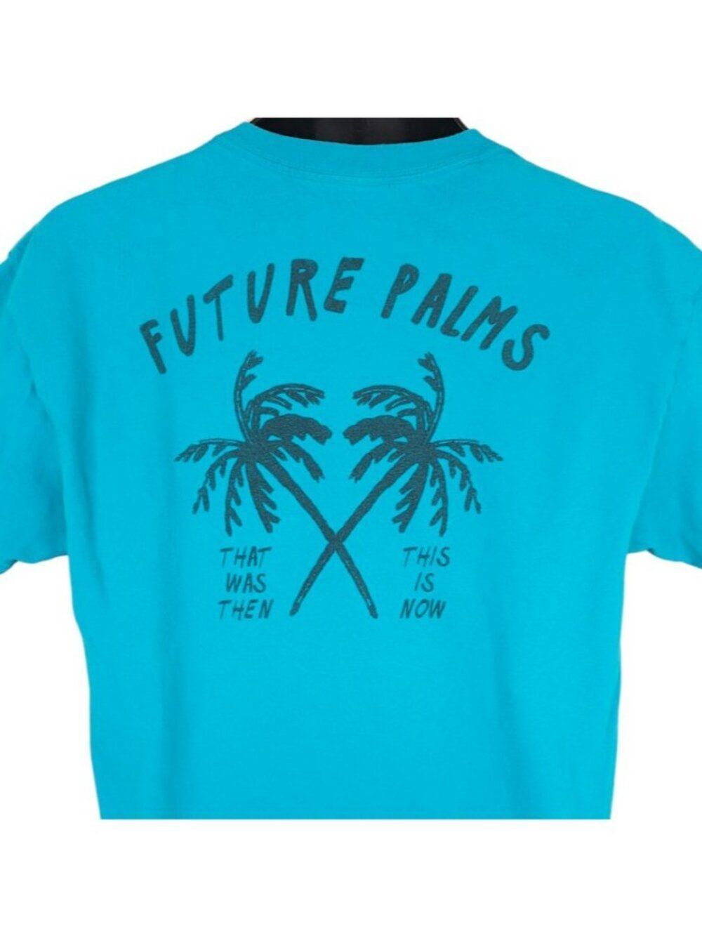 Palm Trees T Shirt Mens Size Large Blue Future Palms That Was Then This Is Now
